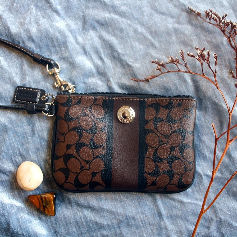 Coach Black & Brown Wristlet